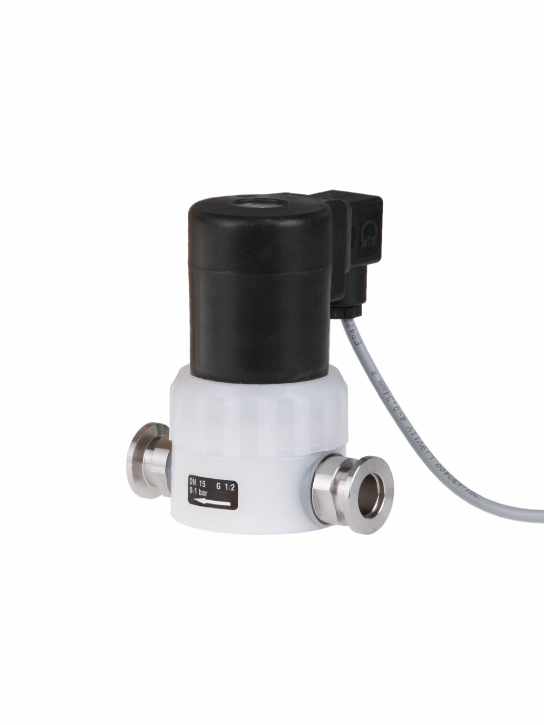 In-line isolation valve electromagnetic,VV-B 15C, VACUU·BUS, PVDF/PTFE, DN 16certification (NRTL): C/US